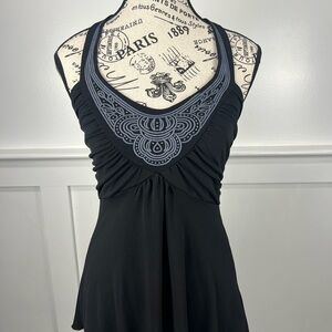 Black Halter Top with Gray Accent Design